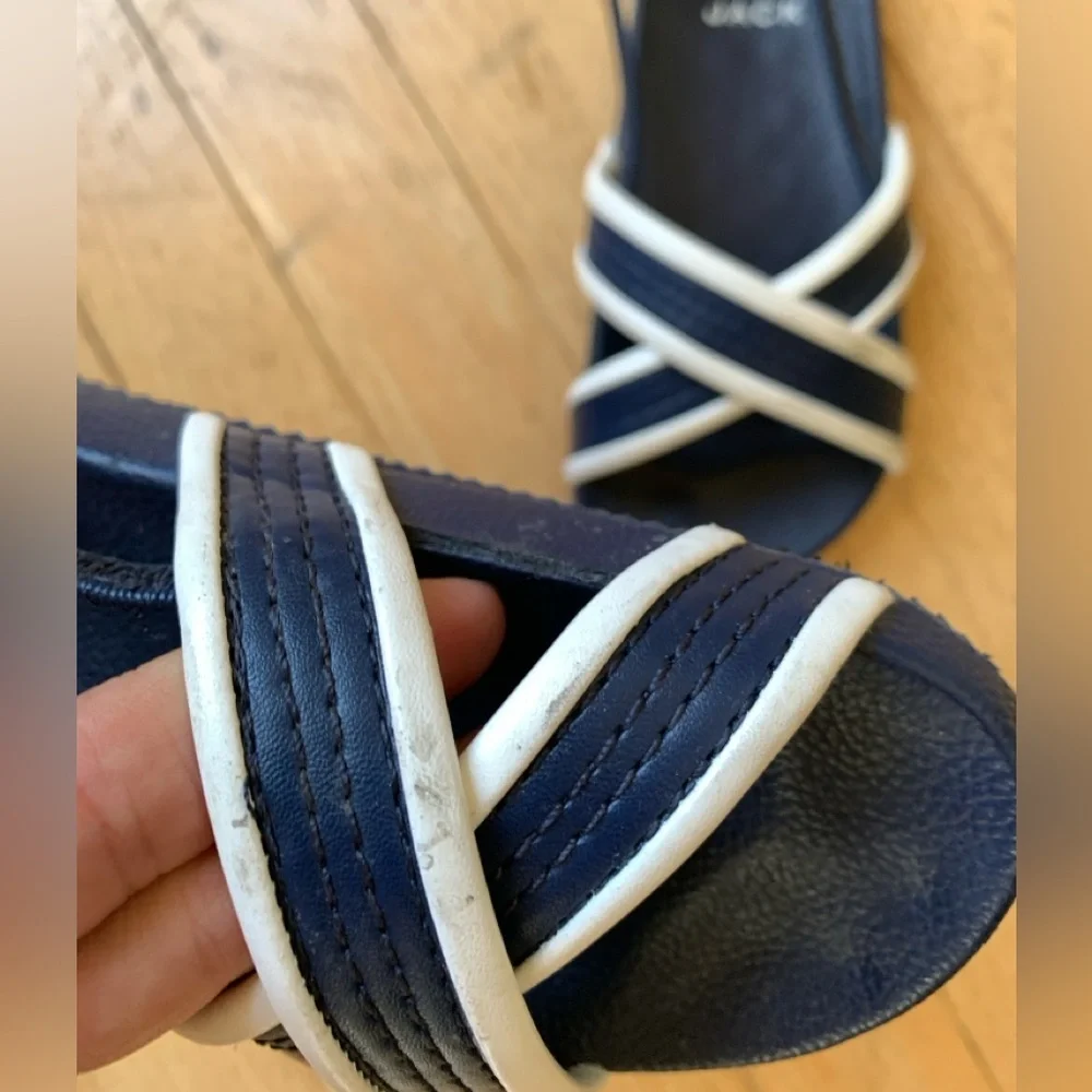 Janie and Jack Navy and White Cross-Strap Toddlers' Sandals